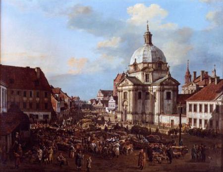 Bernardo Bellotto New Town Market Square with St. Kazimierz Church. oil painting picture